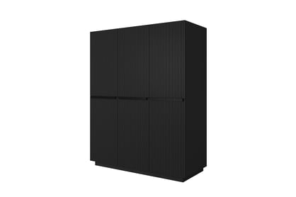 Șifonier Nicole 150 cm cu rafturi – negru mat / mânere negre