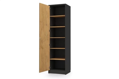 Dulap P pentru canapele extensibile Genius 60 cm - negru / stejar lancelot