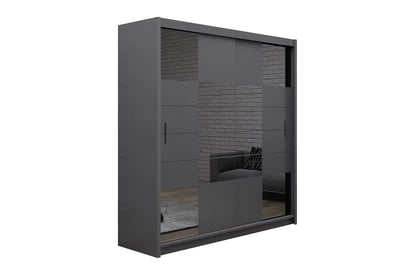 Skriňa s posuvnými dverami Aruba 2 203 cm - Grafit/Zrkadlo grafit