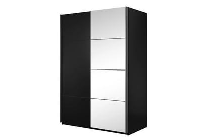 Skriňa s posuvnými dverami Beta 56 z zrkadlom 180 cm - čierna