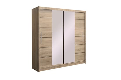 Skriňa s posuvnými dverami so zrkadlom Lizbona II 203 cm - dub sonoma skriňa do  spálne  Lizbona 