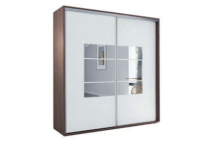 Skříň Senas 200x215 cm s posuvnými dveřmi - bílá / dub čokoládový