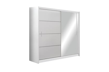Dulap glisant Vista 203 cm cu oglindă - alb mat