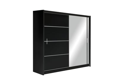 Dulap glisant Vista 203 cm cu oglindă - negru mat
