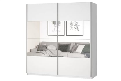 Skriňa s posuvnými dverami Beta 56 so zrkadlom 180 cm - biely