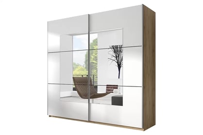 Skriňa s posuvnými dverami a zrkadlom Beta 56 180 cm - san remo svetlý / biela