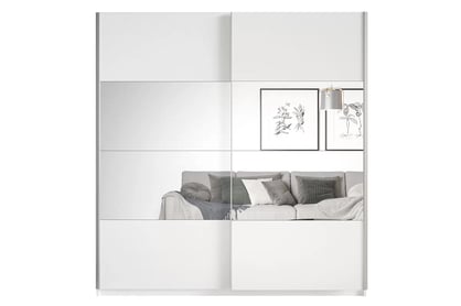 Skriňa s posuvnými dverami a zrkadlom Beta 58 - biela - 220 cm Skriňa Biela z zrkadlami