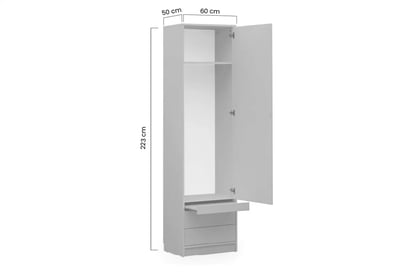 Dulap S cu birou Basic - alb mat Dulap S pentru pardoseli semifinisate cu birou New Elegance - Alb mat - dimensiuni