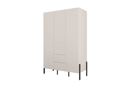 Jukon háromajtós szekrény 139 cm fiókokkal - kasmír / fekete lábak