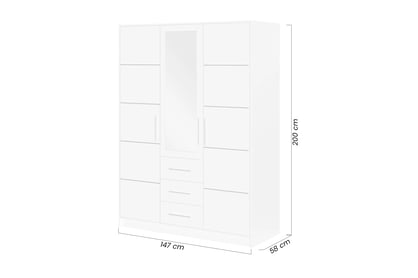 Dulap Bali 147 cm - stejar wellington dulap cu trei uși Lutori 147 cm z oglindă  - stejar wellington