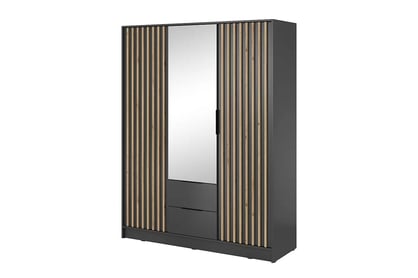 Dulap cu oglindă Neria 155 cm - grafit / stejar artisan