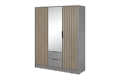 Dulap cu oglindă Neria 155 cm - gri / stejar artisan