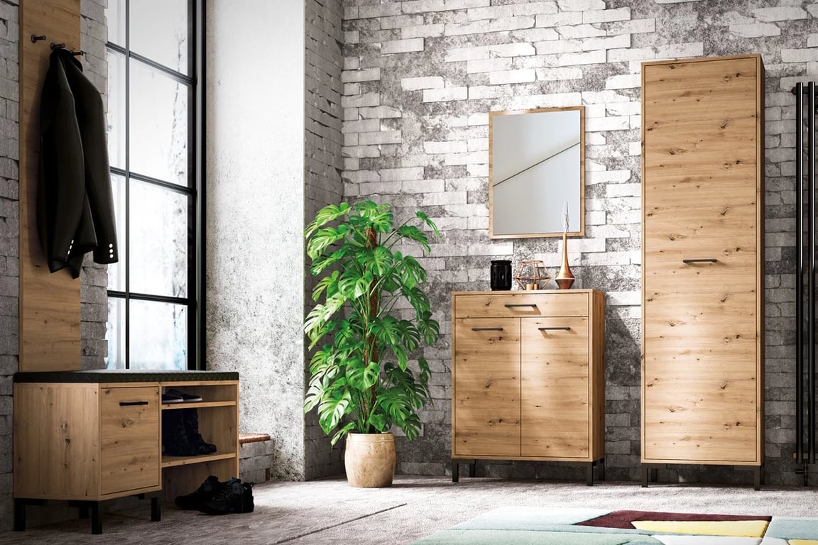 Dulap Klarso 01 cu o ușă, 55 cm - stejar artizanal / negru elegantní nábytek