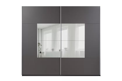 Dulap cu oglindă Boston 203 cm cu uși glisante - grafit dulap z oglindă Dalmari 203 przesuwna - grafit 
