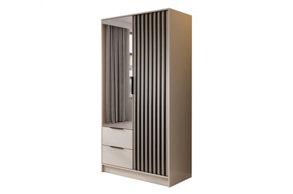 ruhásszekrény z tükör Neria 105 cm - kasmír / fekete