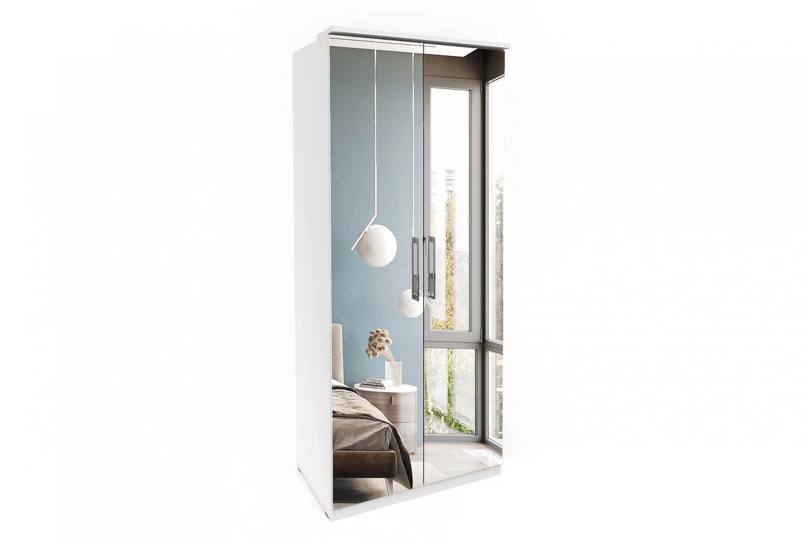 Skriňa dvojdverová so zrkadlom Optima 58 - biely mat Skriňa z zrkadlom Optima 90 cm - Biely