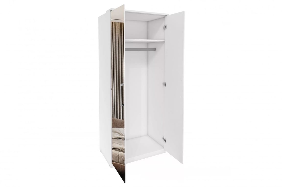 Skriňa dvojdverová so zrkadlom Optima 58 - biely mat Skriňa z zrkadlom Optima 90 cm - Biely