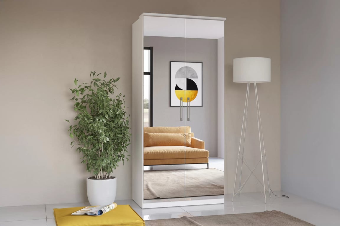 Skriňa dvojdverová so zrkadlom Optima 58 - biely mat Skriňa z zrkadlom Optima 90 cm - Biely