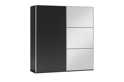 Dulap glisant Vigo 200 cm cu oglindă - negru