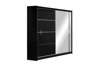 Dulap glisant Vista 180 cm cu oglindă - negru mat