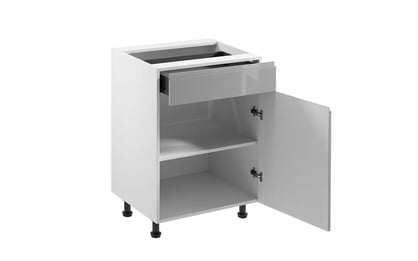 Dulap de bucătărie de bază Aspen D60S1 cu o ușă și sertar – gri lucios Szafka Bucătărie partea inferioară Aspen D60S1 ușă simplă z szuflada - gri lucios
