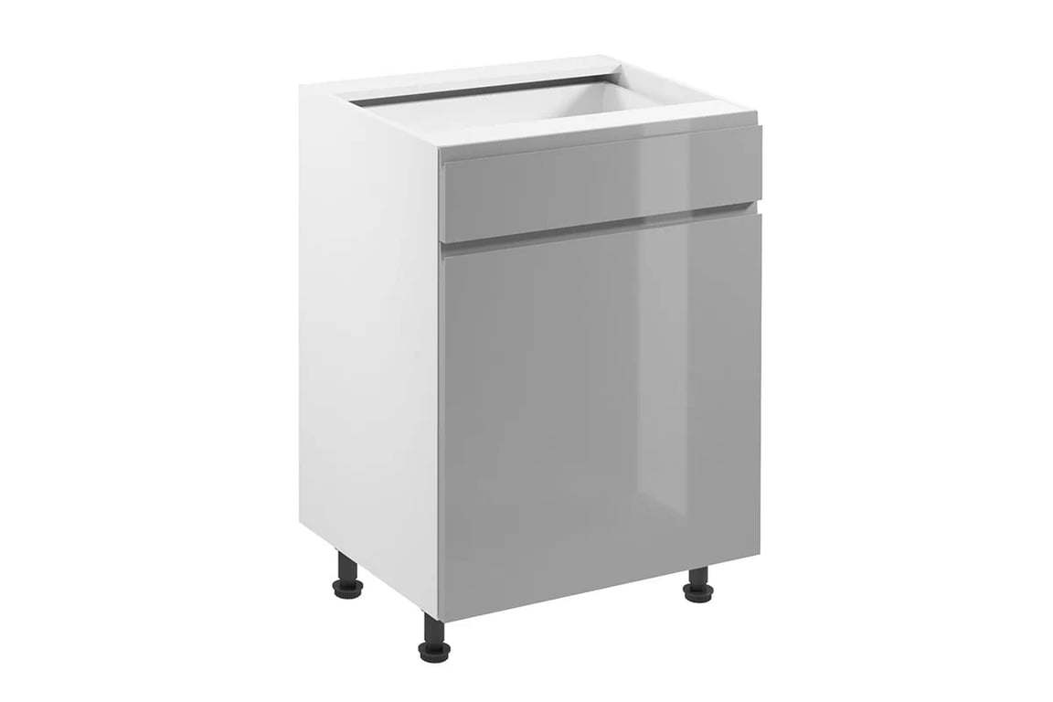 Dulap de bucătărie de bază Aspen D60S1 cu o ușă și sertar – gri lucios Szafka Bucătărie partea inferioară Aspen D60S1 ușă simplă z szuflada - gri lucios
