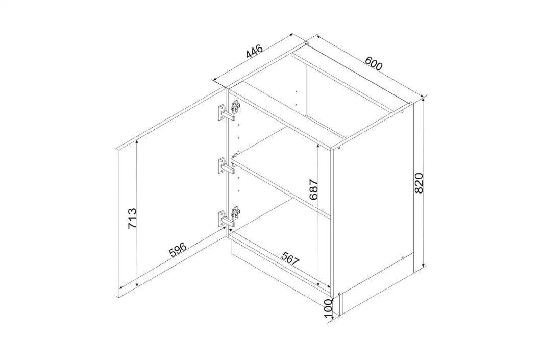 Clara D60 P/L - Skříňka spodní jednodveřová skříňka kuchyňská spodní Clara D60 P/L jednodveřová - dub artisan 