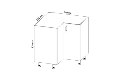 Linea D90N - dolná skrinka rohová Skrinka Kuchynská rohová Linea D90N - Rozmery