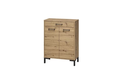 Dulap pantofi Klarso 03 70 cm cu două uși și sertar - stejar artizanal / negru