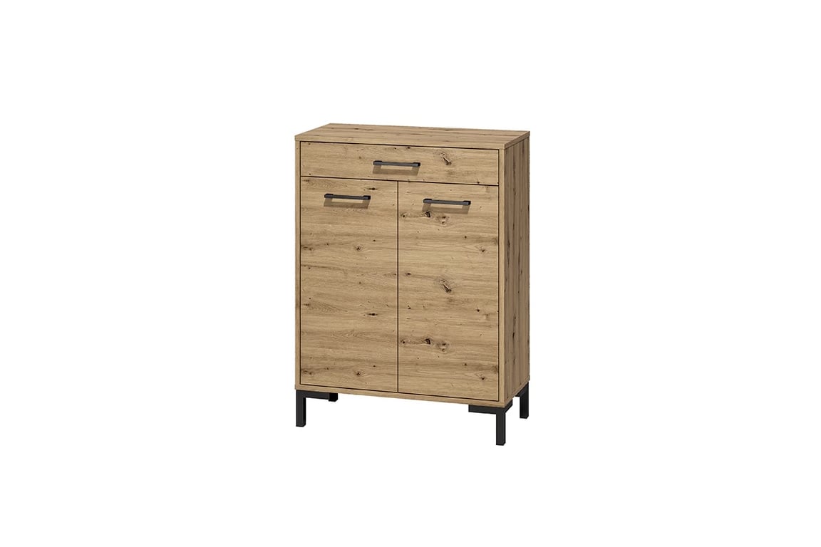 Dulap pantofi Klarso 03 70 cm cu două uși și sertar - stejar artizanal / negru Skříňka na boty dvoudveřová Nevio 03 