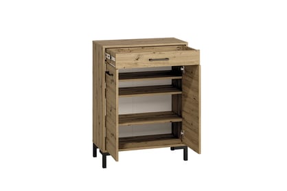 Dulap pantofi Klarso 03 70 cm cu două uși și sertar - stejar artizanal / negru Botník dvoudveřová