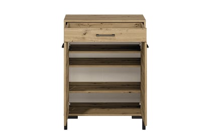 Dulap pantofi Klarso 03 70 cm cu două uși și sertar - stejar artizanal / negru praktická Botník
