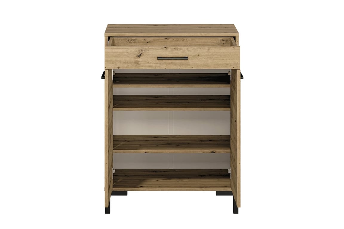Dulap pantofi Klarso 03 70 cm cu două uși și sertar - stejar artizanal / negru praktická Botník