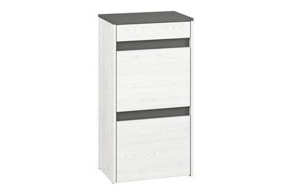 Skrinka na topánky Arachi 04 so zásuvkou 50 cm - borovica snežná / antracitová