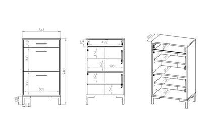 Dulap pantofi Klarso 02 55 cm cu sertar - stejar artizanal / negru rozměry skříňky na boty
