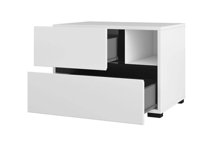 Gramon éjjeliszekrény 55 cm - fehér / fekete Szafka éjjeli Gramon 55 cm fiokokkal - fehér / fekete