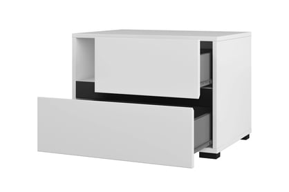 Gramon éjjeliszekrény 55 cm - fehér / fekete Szafka éjjeli Gramon 55 cm fiokokkal - fehér / fekete
