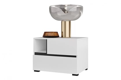 Gramon éjjeliszekrény 55 cm - fehér / fekete Szafka éjjeli Gramon 55 cm fiokokkal - fehér / fekete