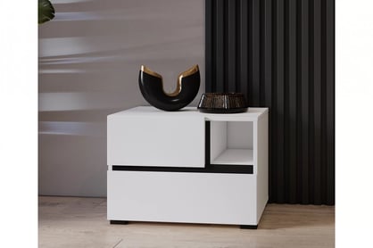 Gramon éjjeliszekrény 55 cm - fehér / fekete Szafka éjjeli Gramon 55 cm fiokokkal - fehér / fekete