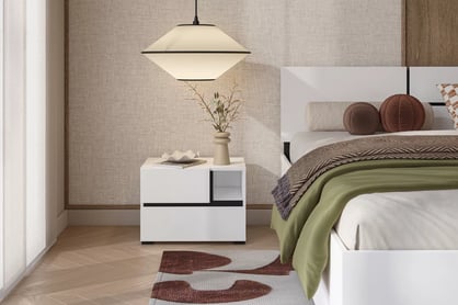 Gramon éjjeliszekrény 55 cm - fehér / fekete Szafka éjjeli Gramon 55 cm fiokokkal - fehér / fekete