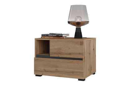 Gramon éjjeliszekrény 55 cm - wotan tölgy / fekete Szafka éjjeli Gramon 55 cm fiokokkal - dab wotan / fekete