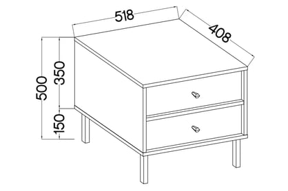 Noční stolek Lotina II 2S se zásuvkami 52 cm - eukaliptus / černá nohy Noční stolek Lotina II 2S se zásuvkami 52 cm - eukaliptus / černá Nohy