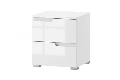 Nočný stolík Alwa 32 so zásuvkami 42 cm - biely lesk