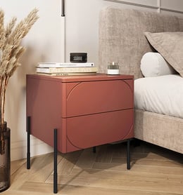 Măsuță de noptieră Sonatia 45 - burgundy Szafka noapte z dwoma sertare Sonatia pe bază de metal 45 cm - burgundy