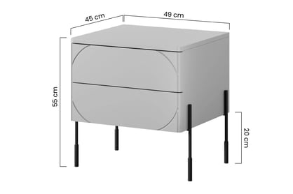 Măsuță de noptieră Sonatia 45 - burgundy Szafka noapte z dwoma sertare Sonatia pe bază de metal 45 cm - burgundy