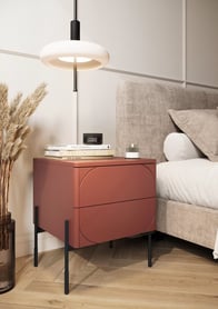 Măsuță de noptieră Sonatia 45 - burgundy Szafka noapte z dwoma sertare Sonatia pe bază de metal 45 cm - burgundy