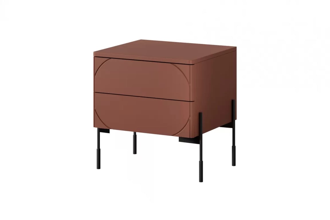 Măsuță de noptieră Sonatia 45 - burgundy Szafka noapte z dwoma sertare Sonatia pe bază de metal 45 cm - burgundy