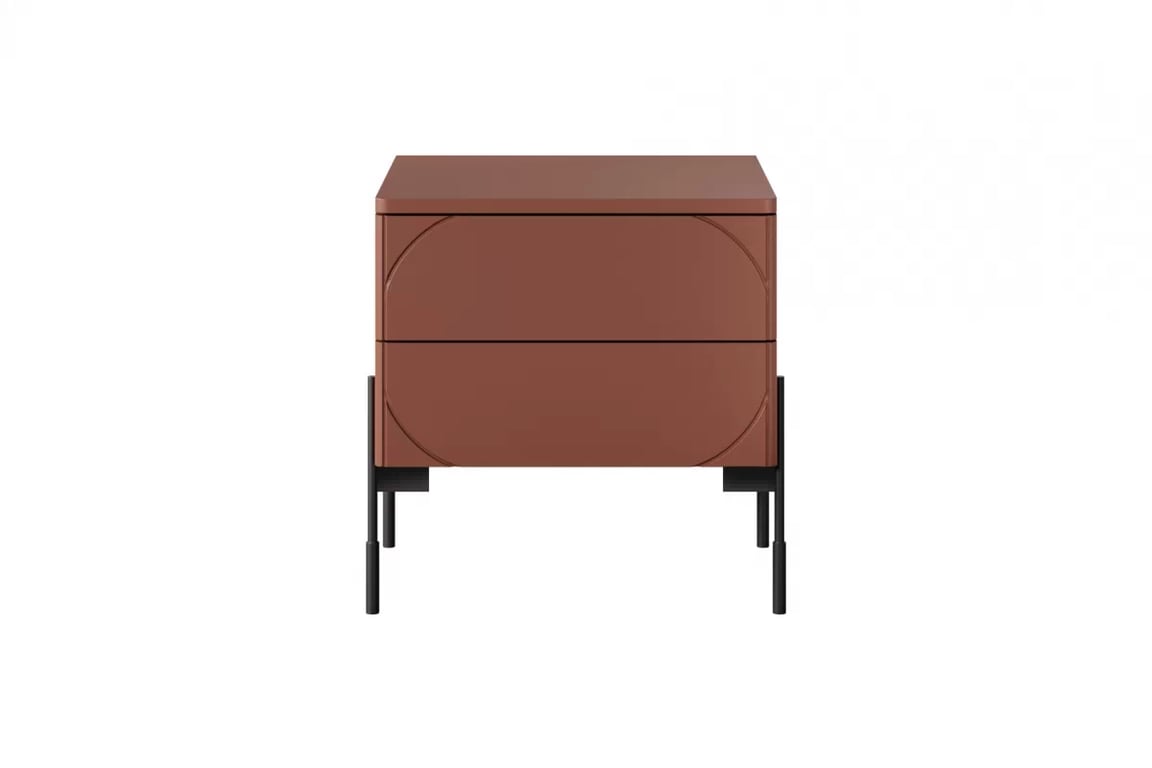 Măsuță de noptieră Sonatia 45 - burgundy Szafka noapte z dwoma sertare Sonatia pe bază de metal 45 cm - burgundy