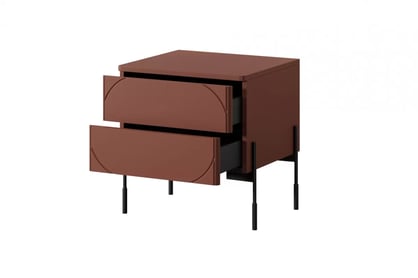 Măsuță de noptieră Sonatia 45 - burgundy Szafka noapte z dwoma sertare Sonatia pe bază de metal 45 cm - burgundy