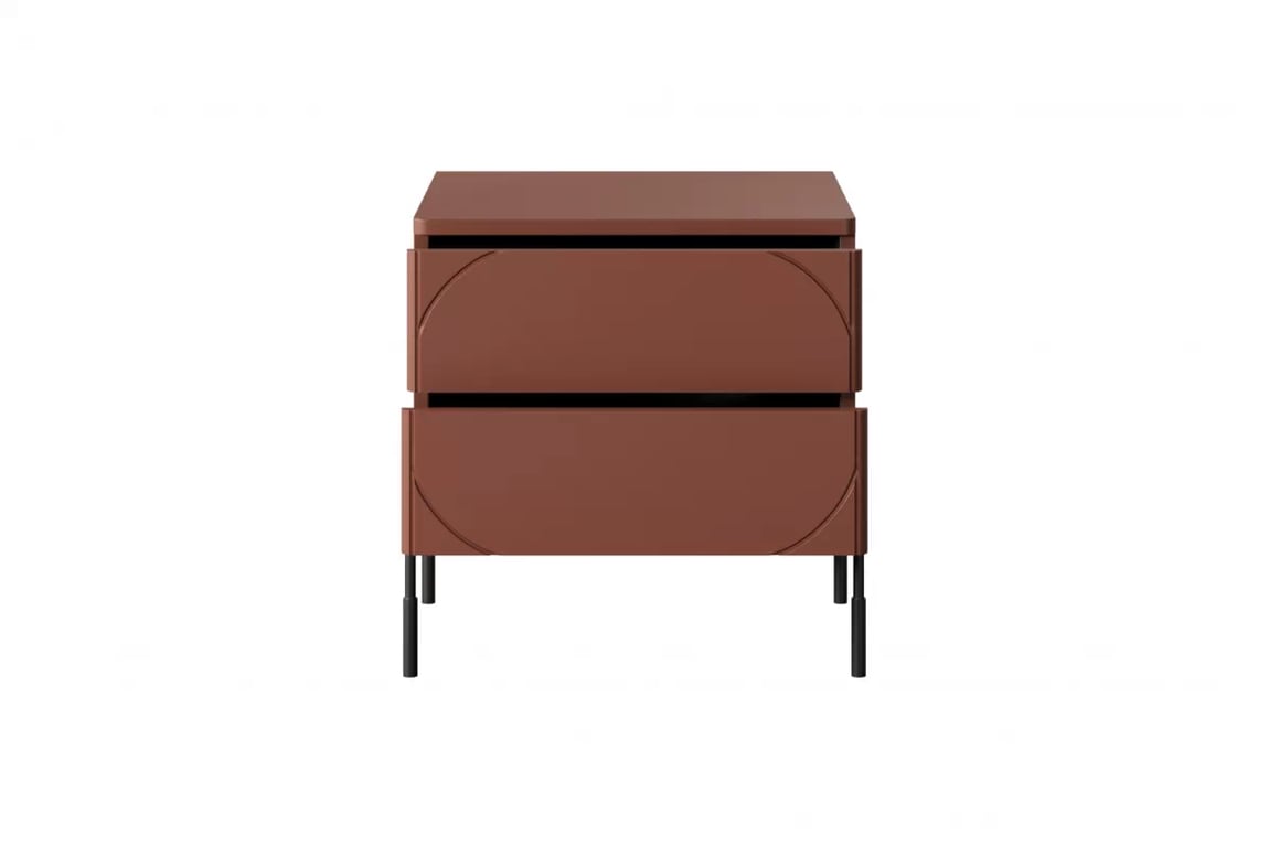 Măsuță de noptieră Sonatia 45 - burgundy Szafka noapte z dwoma sertare Sonatia pe bază de metal 45 cm - burgundy